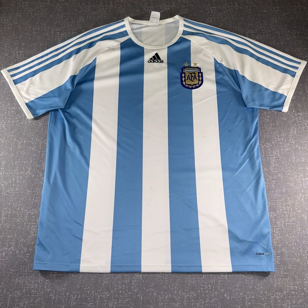 Argentina Soccer Jersey Mens 2XL Blue White National Team AFA Crest Adidas